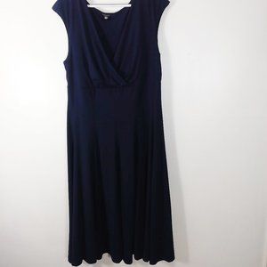Forever Women Navy Blue V Neck Dress